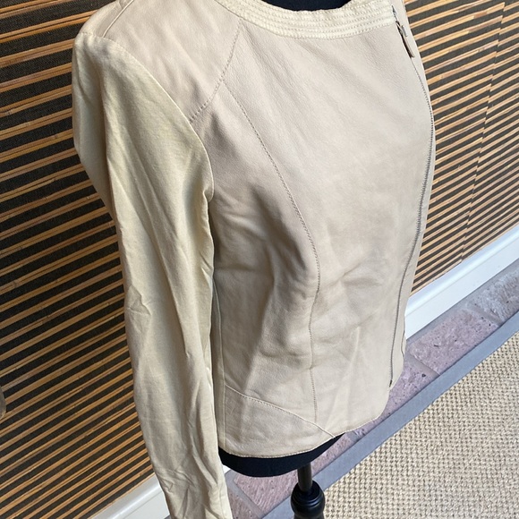 Trussardi Jeans lightweight zip leather jacket with cotton sleeves - Picture 2 of 8